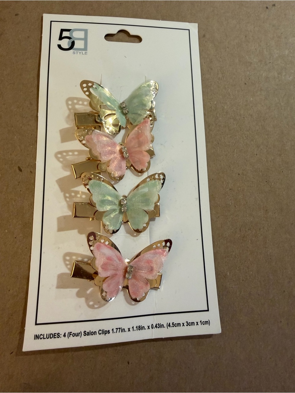 Butterfly Hair Clips - Pink & Mint Set of 4